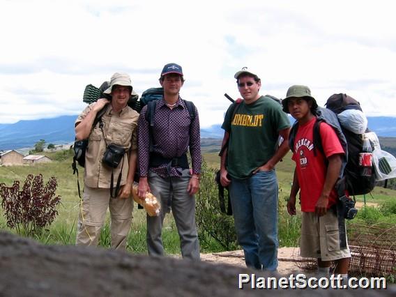 Scott, Mike, Alex, and Trevor, day 1, Roraima hike