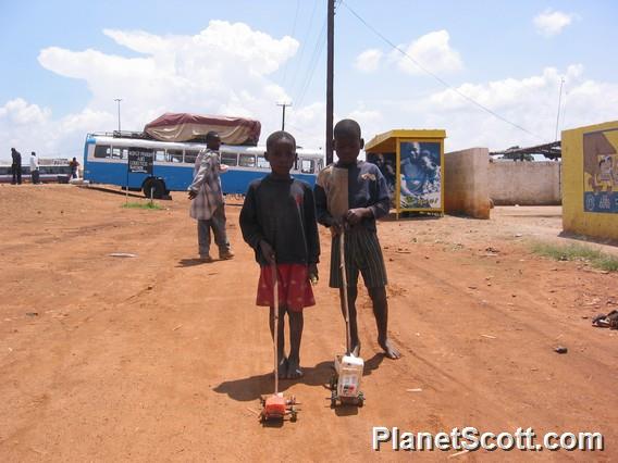 Kids with home-made toys, Zambia