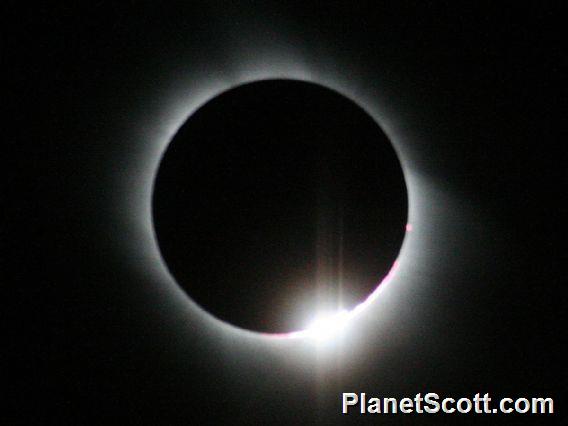 Total Solar Eclipse Diamond Ring and Prominences