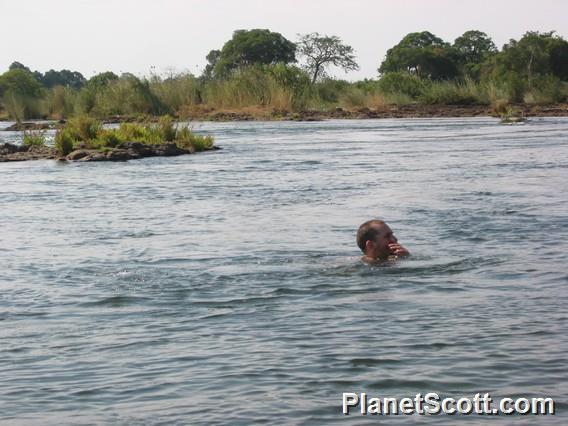 Scott swims above Victoria Falls, Zambia