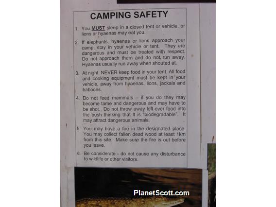 Camping Rules, Botswana