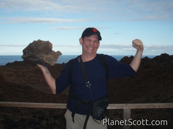Working out on Isla Bartolomé  