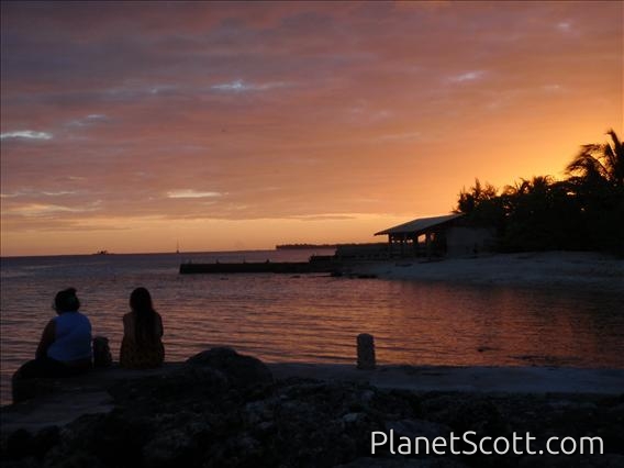staff from the Pension Tuanake enjoying the sunset